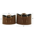 thumbnail image 3 of DecMode 20", 19"W Brown Leather Handmade Curved Magazine Holder with Buckle Handles (Set of 2), 3 of 13