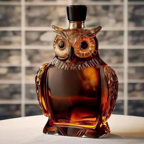 BPPEG 3D Owl Whiskey Decanter, 180/350Ml Lead-Free High Borosilicate Glass Liquor Bottle with Airtight Lid, Unique Animal Shaped Decanter for Home Bar Man Cave Gift for Men M