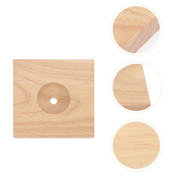 PBPBOX 2Set Khaki Square Wood Lamp Base for Table Lamp Lighting Accessory