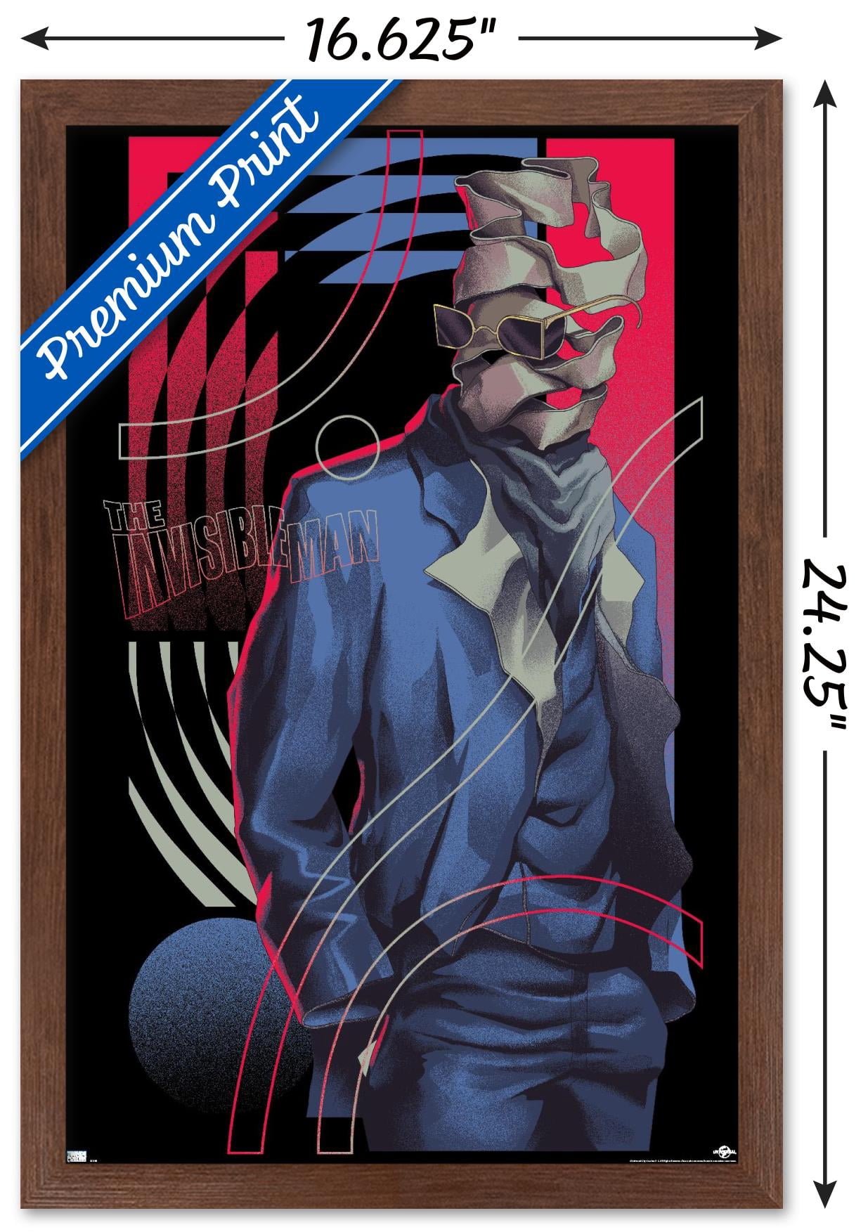 The Invisible Man - Illustration Wall Poster, 14.725" x 22.375" Framed