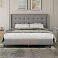 thumbnail image 5 of Nathaniel Home Cotton Linen Tufted Upholstered Bed, Queen Platform Bed Frame, Low Profile Platform Beds Strong Wooden Slats, Adult Gray, 5 of 8