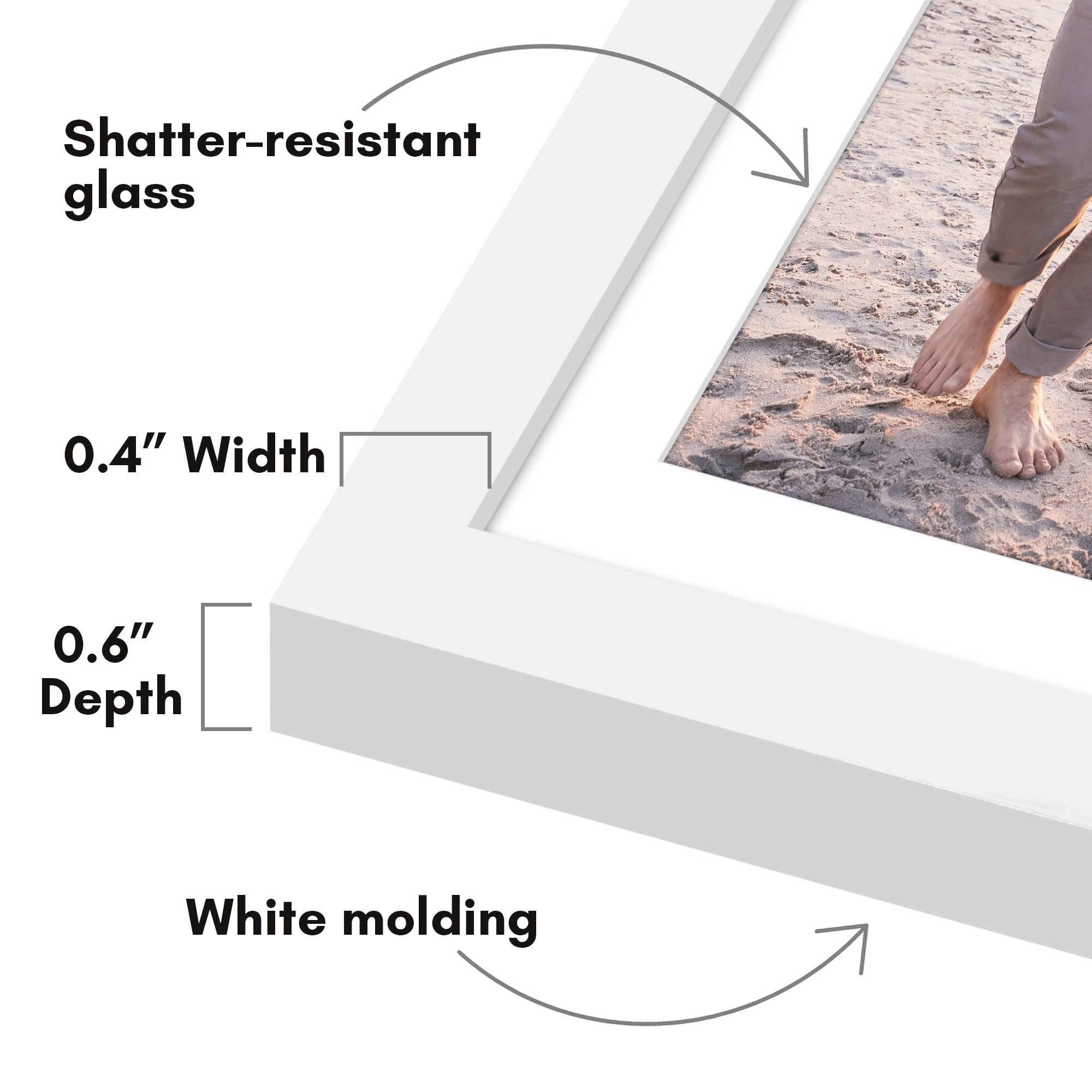 Americanflat 5x7 Picture Frame with Shatter-Resistant Glass with 4x6 Mat Display Photo Streamline - White