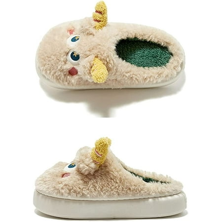 

DanceeMangoo Women Cute Cartoon Slippers Couple Cozy Fluffy Fur Memory Slides Winter Thick Sole Anti-Slip Indoor Outdoor Shoes