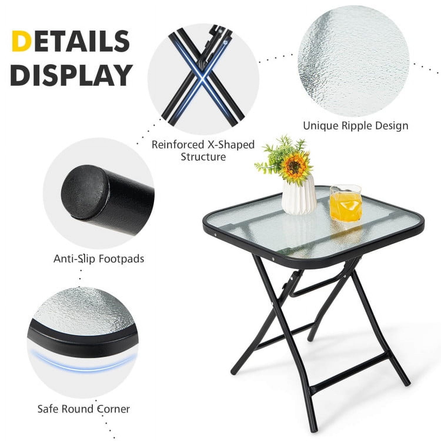 Aimee Lii 18" Square Patio Bistro Table with Rustproof Frame, Outdoor Patio Furniture
