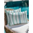 thumbnail image 4 of Outdoor Pillows Waterproof, Teal Blue Stripe Bedding Throw Pillows with Insert for Couch Sofa Bed, Modern Abstract Ombre Geometric Lines 12x20 Inch Pillowcases Decorative Patio Pillow Set of 1, 4 of 8