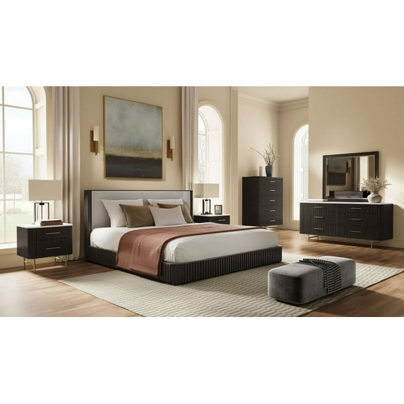 Acme Clayten Nightstand in Marble Top & Espreeso Finish