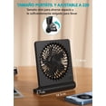 thumbnail image 5 of Ventilador de escritorio portátil, ventilador USB pequeño con batería de 3,5 a 20 horas con inclinación ultra silenciosa de 220°, ventilador personal recargable con 3 velocidades, 5 of 5