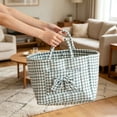 thumbnail image 5 of 3PC Gingham Storage Baskets with Handles, Fabric Storage Basket Set for Organizing Books Towels Clothes Closet Shelf, Farmhouse Plaid Bins for Office, 5 of 7