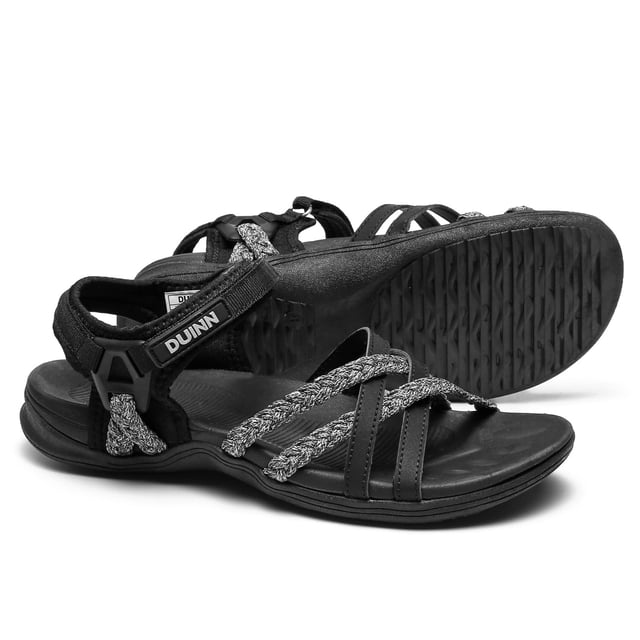 Sandalias de senderismo para mujer UBFEN negras y grises con soporte para el arco