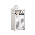 thumbnail image 2 of Kings Brand Furniture Basic Plastic Wood Storage Cabinet for Bathroom, 2 Shelves Behind Doors, 1 Open Shelf, White, 2 of 7