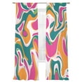 thumbnail image 7 of Colorful Moire Sheer Curtains 84 Inch Length 2 Panels Set, Modern Art Abstract Geometric Voile Window Treatment Rod Pocket Curtains Sheers Drapes for Bedroom/Living Room/Kitchen 52"x84"x2, 7 of 7
