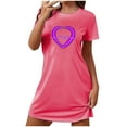 thumbnail image 1 of COM1950s Shorts pour Femmes, Chemises de la Saint-Valentin pour Femmes, Grande Taille de la Saint-Valentin Robe de Nuit Courte Imprimée Col Rond Manches Courtes, Chemises à Manches Courtes pour Femmes, Robe de la Saint-Valentin, 1 of 6