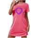 thumbnail image 2 of Camisón corto de San Valentín para mujer, talla grande, estampado en el pecho, cuello redondo, manga corta, 2 of 3