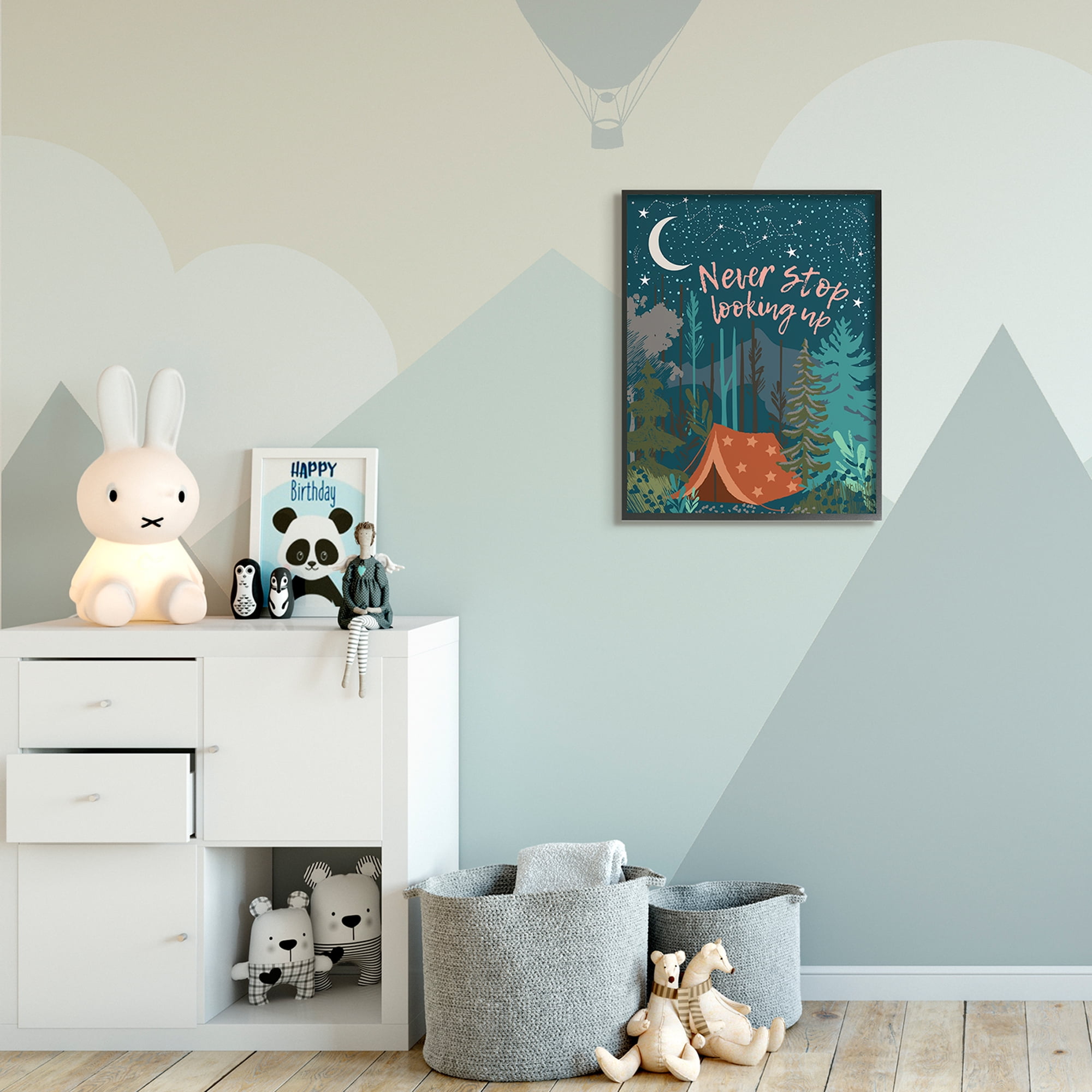 Stupell Industries Never Stop Looking Up Phrase Night Sky Camping,24 x 30,Designed by Jennifer Ellory