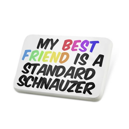 Porcelein Pin My best Friend a Standard Schnauzer Dog from Germany Lapel Badge –