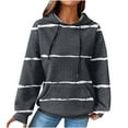 thumbnail image 2 of Football Print Waffle Hoodie for Women,Womens Jacquard Drawstring Ribbed Knit Pullover Hoodie Fall Oversized Waffle Striped Sweatshirts Long Sleeve Loose Hood Sweater Tops, 2 of 7