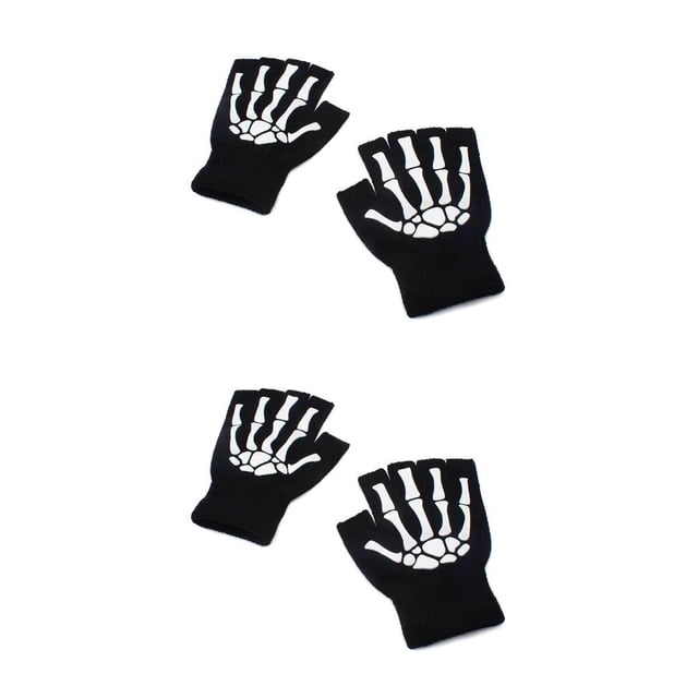 Sonducket Manoplas de Halloween tejidas Unisex deportes guantes sin dedos protectores de manos mujeres luminosas oscuras Cosplay niñas ciclismo Tipo 1 2Conjunto