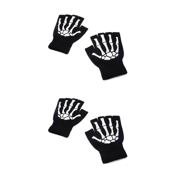 Sonducket Manoplas de Halloween tejidas Unisex deportes guantes sin dedos protectores de manos mujeres luminosas oscuras Cosplay niñas ciclismo Tipo 1 2Conjunto