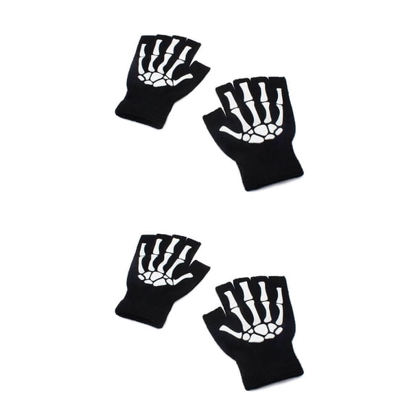 Sonducket Manoplas de Halloween tejidas Unisex deportes guantes sin dedos protectores de manos mujeres luminosas oscuras Cosplay niñas ciclismo Tipo 1 2Conjunto