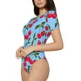 thumbnail image 2 of Naloa Cherry Women's Short-Sleeved Onesie, One-Piece Swimsuit for Parties, dates, clubs - Small, 2 of 9
