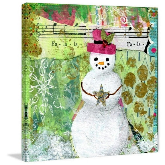 "Fa La La Snowman" by Jill Lambert Painting Print on Wrapped Canvas