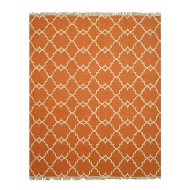 EORC IE51OR5X8 Tapis Marocain Réversible en Polyester Fait Main 5 x 8 Pi, Orange - Rectangle