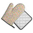 thumbnail image 2 of Vsdgher Watercolor Wildflowers Oven Mitts and Pot Holders 2 pcs Set,High Heat Resistant Kitchen Oven Glove for Baking and Cooking, 2 of 7