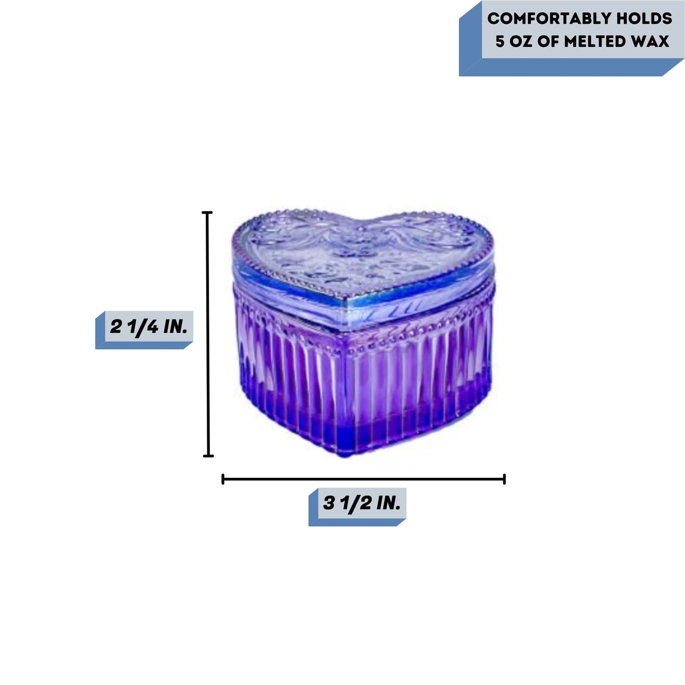 5 Oz. Corazon Iridescent Lavender Heart-Shape Empty Candle Making Jar Candle Vessels For DIY Candle-Making Projects (Box of 12) FREE SHIPPING