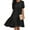 Black, variant on HUBERY Women Crew Neck Short Puff Sleeve Ruffled Keyhole Back Midi Dress