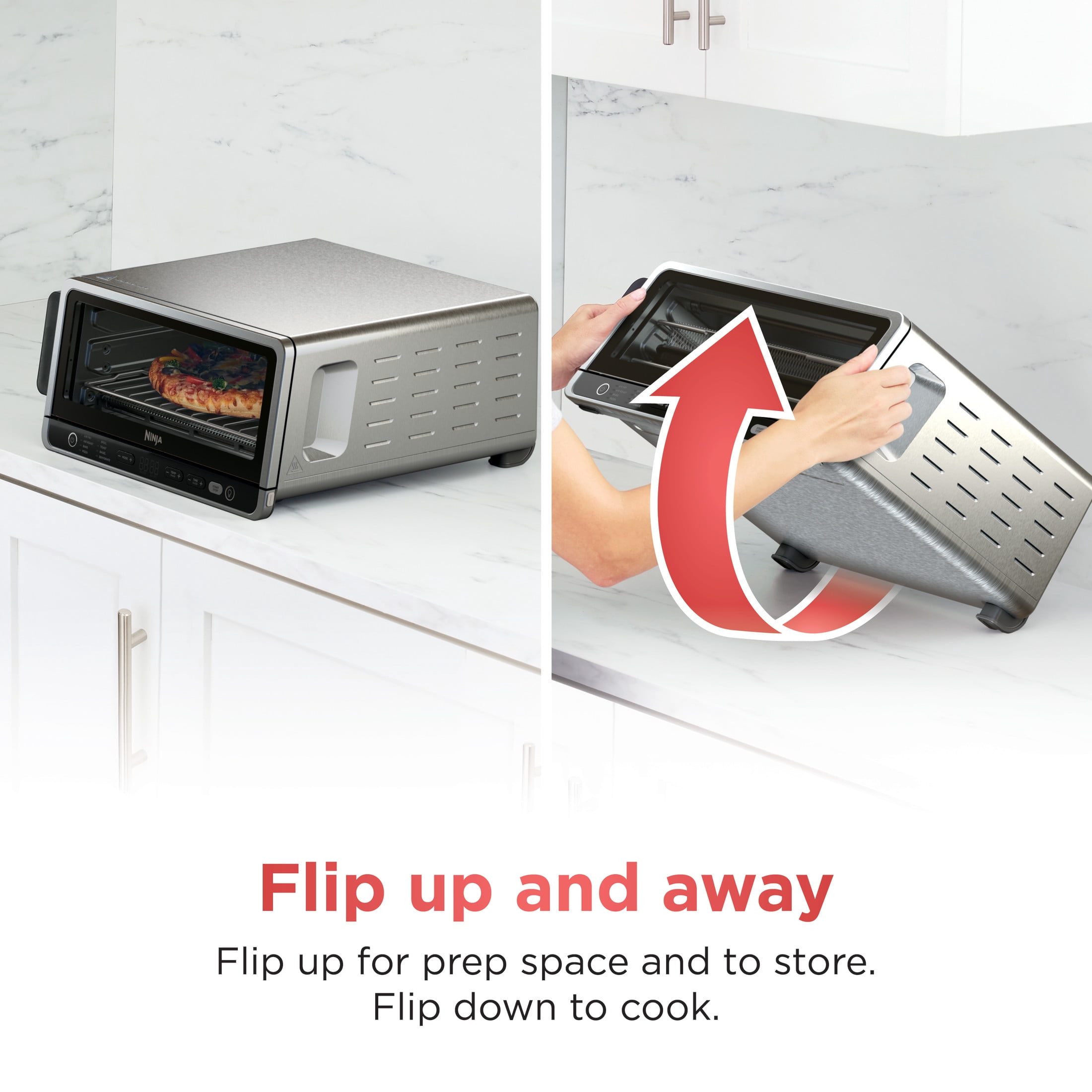 Ninja Flip Toaster Oven & Air Fryer, 8-in-1, Flip Up & Away for Storage, Roast, Toast, Bake & More, SP140