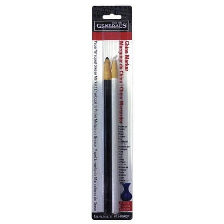 General Pencil 1240ABP China Marker Multi Purpose Grease Pencil, Black/White, 2-Pack Multi-Colored