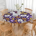 thumbnail image 3 of Pumpkin Patch Design Halloween Elastic Edge Round Table Cover for 52 Inch Table - Snug Fit for Party Dining, 3 of 6