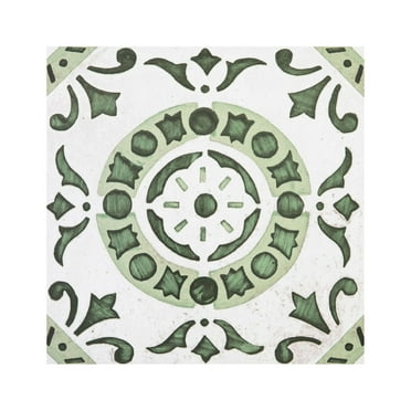 Retro 12 x 12 in. Self Adhesive Vinyl Floor Tile - Green Medallion - 20 ...