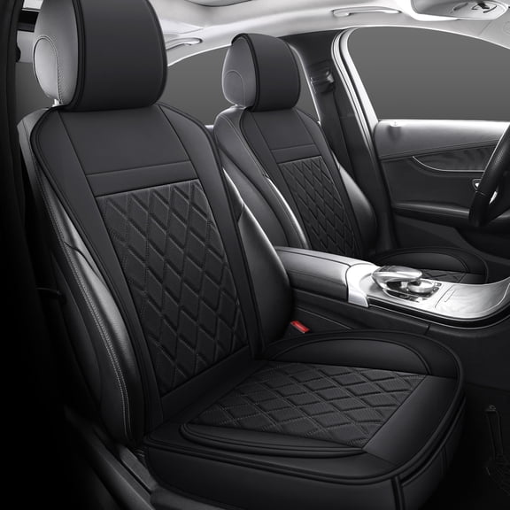 Universal Front Car Seat Covers for 2 Seats, Full Surround Protection, Luxury Black Design, Compatible with Cars SUVs Trucks, Anti-Wear Waterproof Front Seat Protector Set