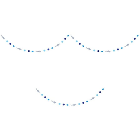 FRCOLOR 3pcs Cartoon Shark Banner Decoration Hanging Pull Flag Birthday Garland Party Supplies