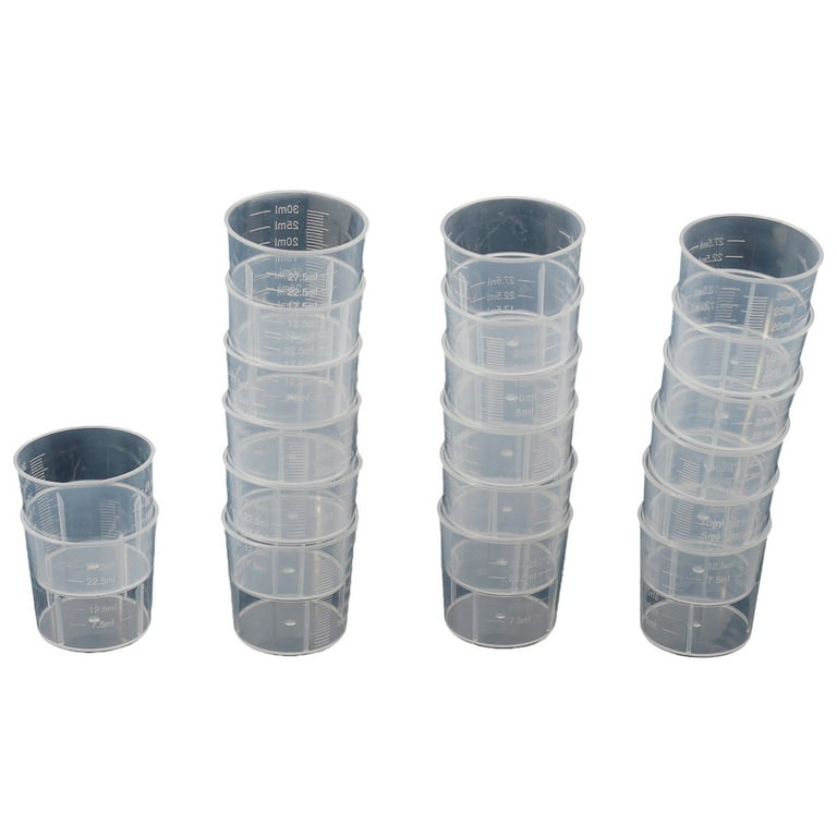 Sufanic 20pcs 30ml Transparent Plastics Measure Cups Dual Scales Cup Container, Size: 30 ml