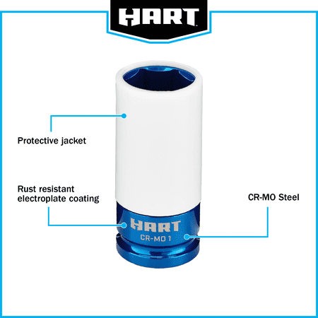 HART 1/2-INCH NON-MARRING IMPACT SOCKET SET (4-PIECE), STANDARD SOCKETS