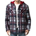 thumbnail image 2 of Chaqueta Sherpa para hombre, sudadera con capucha de forro polar grueso a cuadros, informal, con cremallera, cálida, para otoño e invierno, camisas de corte relajado, 2 of 5