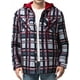 thumbnail image 2 of Chaqueta Sherpa para hombre, sudadera con capucha de forro polar grueso a cuadros, informal, con cremallera, cálida, para otoño e invierno, camisas de corte relajado, 2 of 5