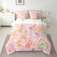 thumbnail image 3 of Feelyou Girly Pink Christmas Twin Bedding Sets 7-Piece for Kids, Cute Gingerbread Man Bedding Comforter Set, Winter Snowflake Reversible Sheet Sets, Lightweight Room Decor, 3 of 8