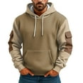 thumbnail image 2 of QHRMKOG Mens Hoodies Essentials Sport Drawstring Hooded Sweatshirts Autumn Warm Long Sleeve Shirts Trendy Pullover with Pockets Brown 2XL, 2 of 4