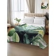 thumbnail image 2 of Tropical Plants California King Size Flat Sheet, Wrinkleproof & Fadeproof Cooling Flat Bed Sheet Only, Country Summer Green Palm Leaves Breathable Soft Bedding Top Sheets 108 x 98 Inches, 2 of 8