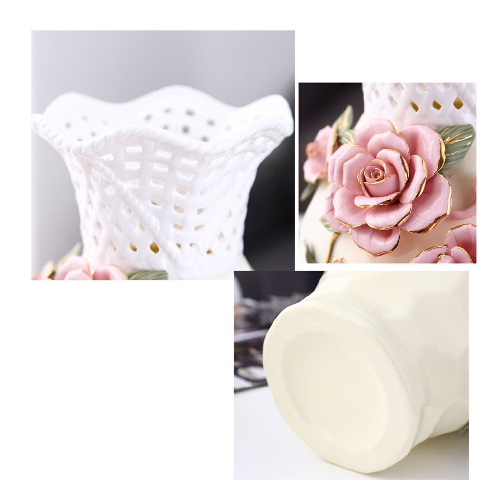 Retro Ceramics Home Decoration Flower Arrangement Dried Flowers Chinese Style Living Room TV Cabinet Ornament