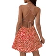 thumbnail image 3 of Women'S Summer Ditsy Floral Backless Back Tie Back Sleeveless Mini Dress Red XXL, 3 of 7