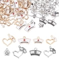 thumbnail image 1 of Juego de 64 colgantes de aleación de 8 estilos para enfermeras, de esmalte médico, de plata tibetana, para hacer joyas y manualidades., 1 of 6