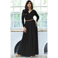 thumbnail image 2 of KOH KOH Long Sleeve Modest Fall Winter Evening Flowy Empire Waist Full Floor Length Cocktail Formal V-Neck Tall Maxi Dress Gown Abaya For Women Black XX-Large US 18-20 NT021, 2 of 6