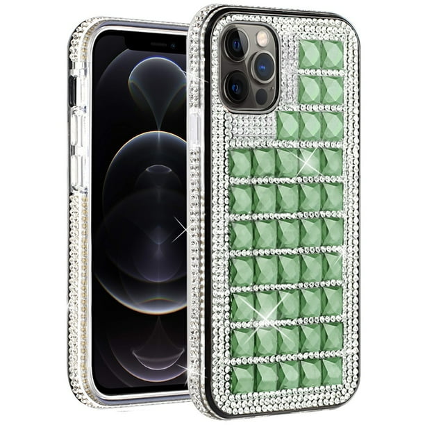 Apple Iphone 12 Mini 5 4 Case Luxury 3d Bling Diamonds Rhinestone Jeweled Shiny Crystal Hybrid Tpu Bumper Xpm Phone Cover For Iphone 12 Mini Green Walmart Com Walmart Com