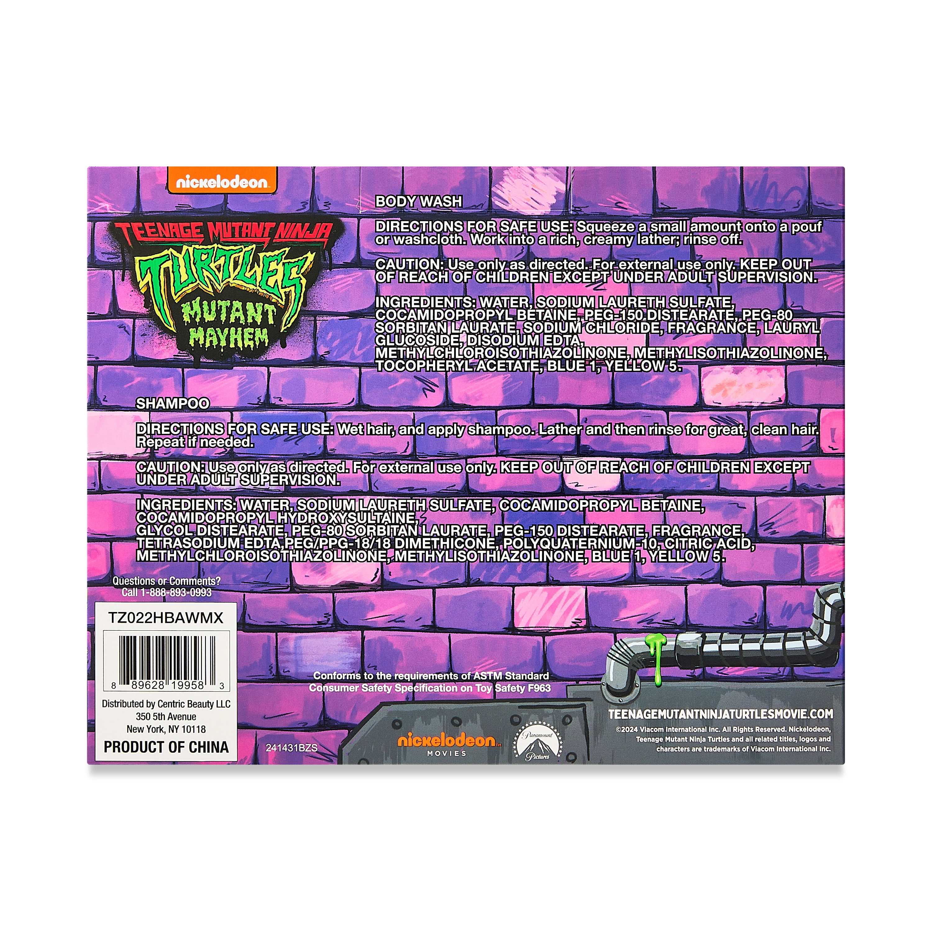 (3 pack) Teenage Mutant Ninja Turtles Soap and Scrub Set, 3 Pieces, Mango Scented, Age 3+
