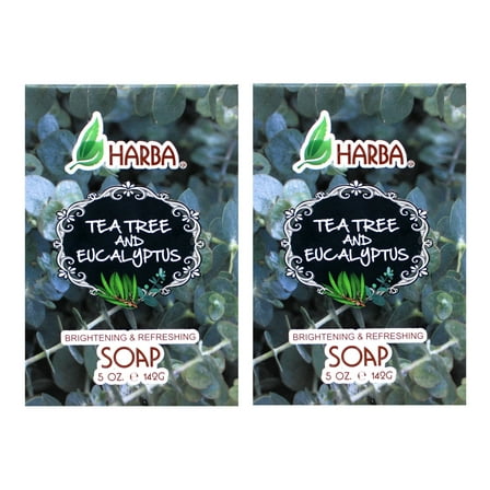 Harba Bath Soap, Brightening & Refreshing, Tee Tree & Eucalyptus, 5 OZ - 2 Pack
