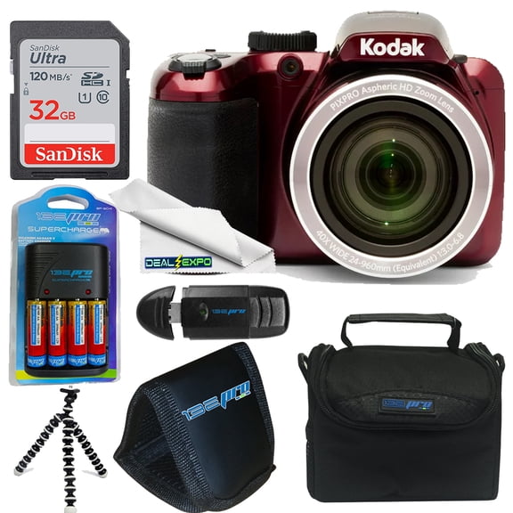 Kodak PIXPRO AZ401 Digital Camera (Red)   Deal-expo Accessories Bundle